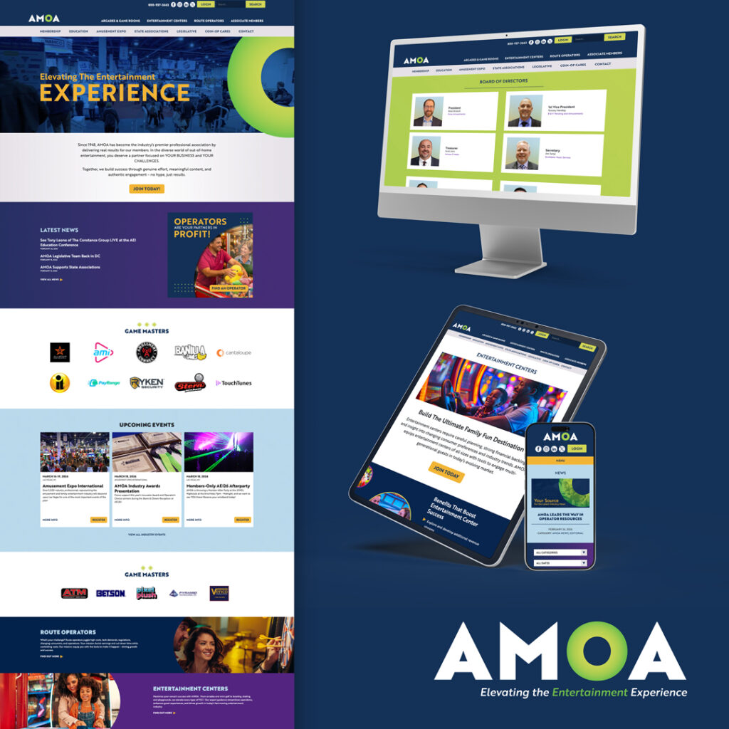 The amoa website on various devices