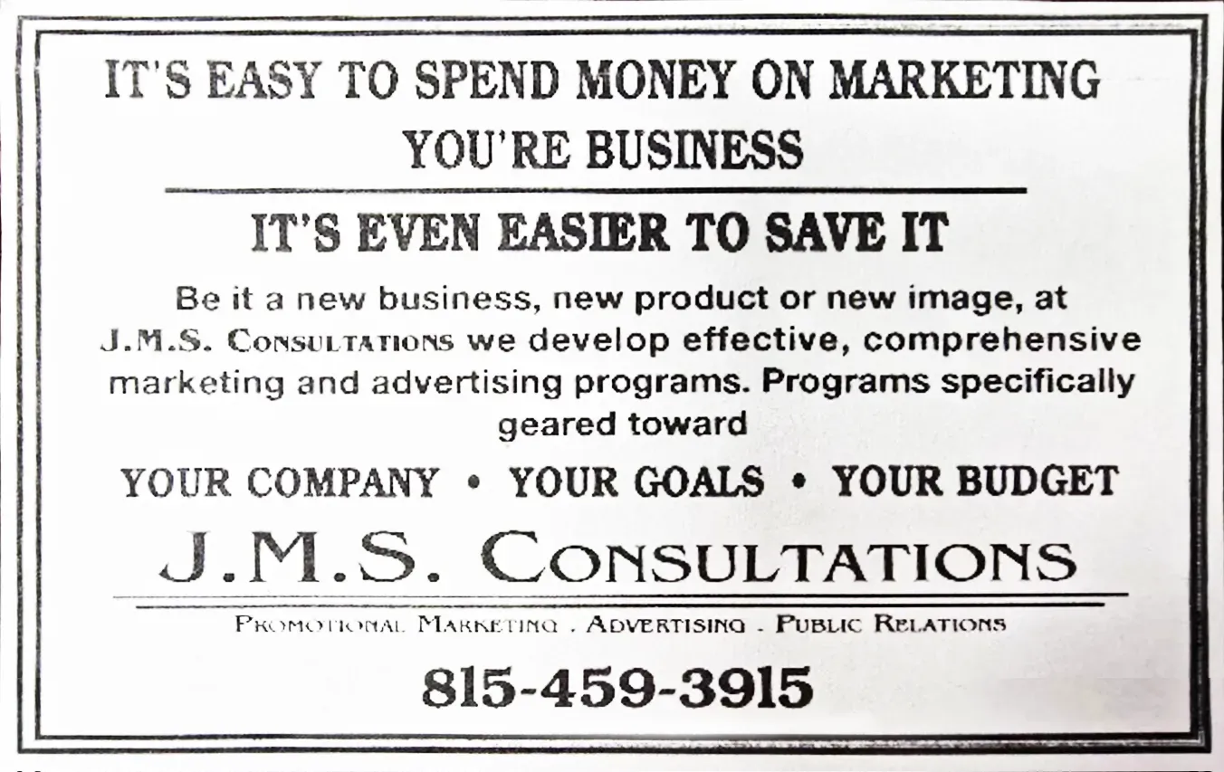 an ad for jms consultations from the early 90s