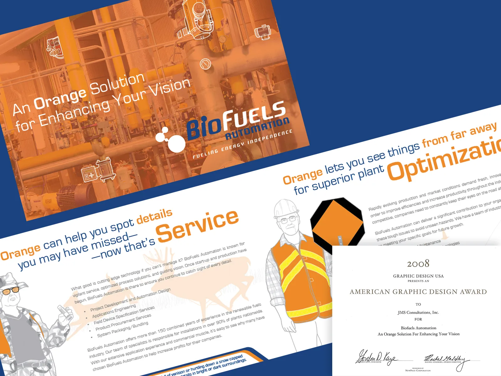 the biofuels automation capabilities brochure next to our 2008 american graphic design award